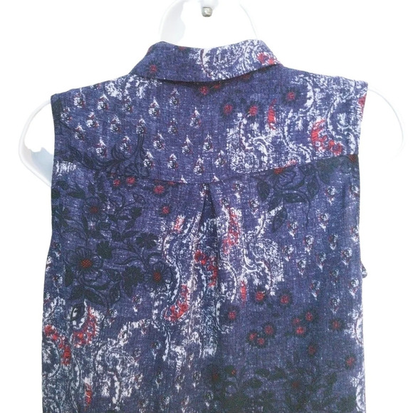 Le Grenier Button Down Blouse Blue Ted White  M - Picture 7 of 9